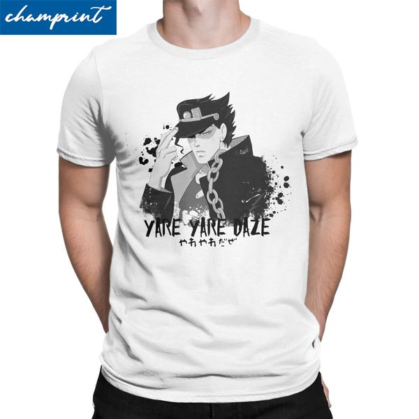 

yare yare daze t shirts men vintage t-shirt crew neck jojos bizarre adventure anime jjba manga tees short sleeve clothes 6xl