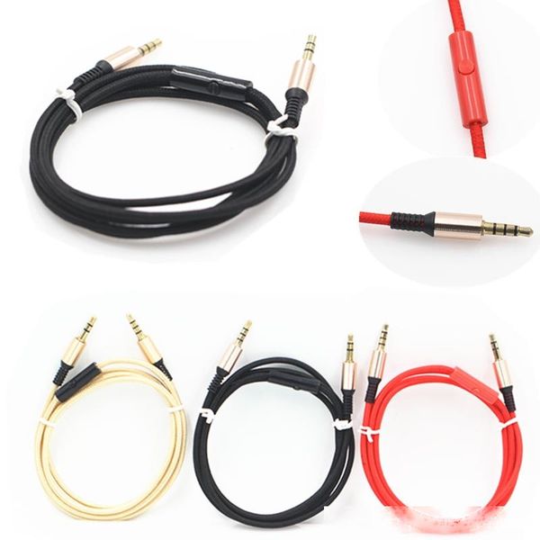 

2020 audio cables mic aux cable male to male 3.5mm universal gold plated design auxiliary audio stereo nylon cable with microphone headphone