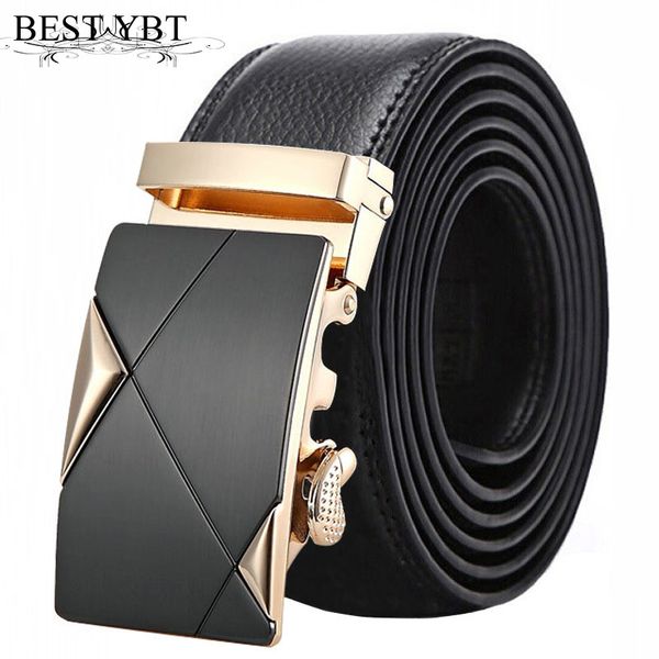 

ybt men imitation leather belt alloy automatic buckle belt casual fashion business affairs youth students spot belts, Black;brown