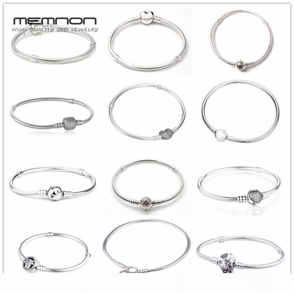 

memnon 925 sterling silver fine jewelry many kinds of bracelets for women fit charms beads diy silver snake chain bracelet yl001 cx200623, Black