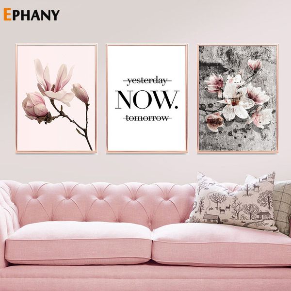 

elegant flower lily magnolia canvas print painting scandinavian poster life quote nordic wall art botanical picture home decor