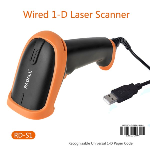 

radall wired laser barcode scanner handheld long range bar code reader scan wired scanner for system and inventory rd-s1