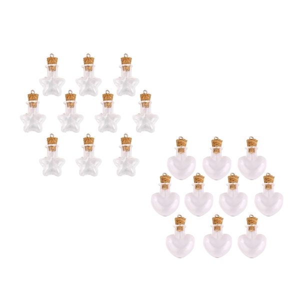 

20 шт стеклянные бутылки cork star сердце баночки колба желая бутылки, Silver