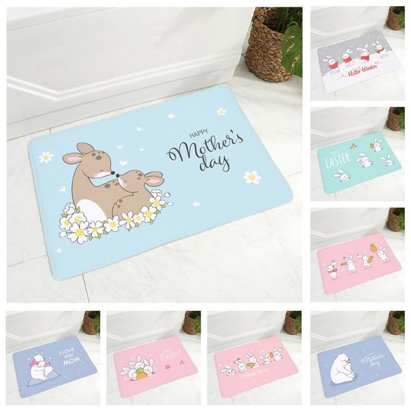 

cushion/decorative pillow cute cartoon doormat non-slip printed soft flannel carpet decor happy holiday floor door mat for hallway 40x60cm
