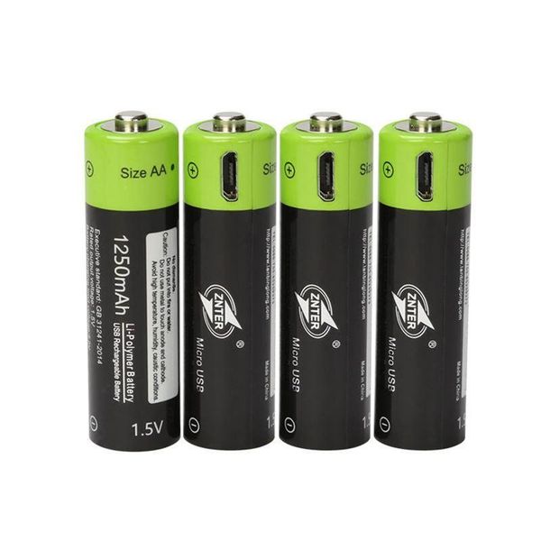

znter 1.5v aa rechargeable battery 1250mah li-polymer rechargeable battery micro usb charging 1.5v batteries