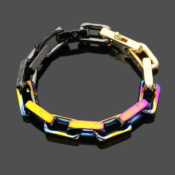 

Best Bracelet New Arrive Man and Woman 316L Titanium Steel Engrave Colored Bracelet 18K Plated Gold Thick Chain Bracelets