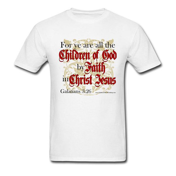 

children of god by faith christian t shirt men white t-shirt letter clothing art design summer birthday gift tee cotton