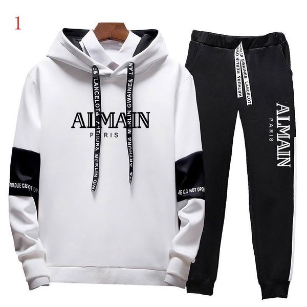 

mens designer tracksuits letter print fleece sweatsuits hommes jogger fit suits pollover hooded hoodies casual long pants outfits, Gray