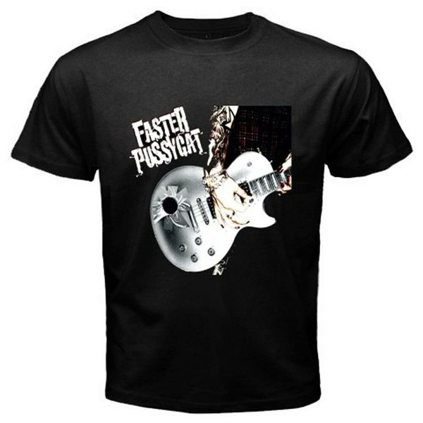 

new faster pussycat guitar logo rock legend men's black t-shirt size s-3xl casual tee shirt