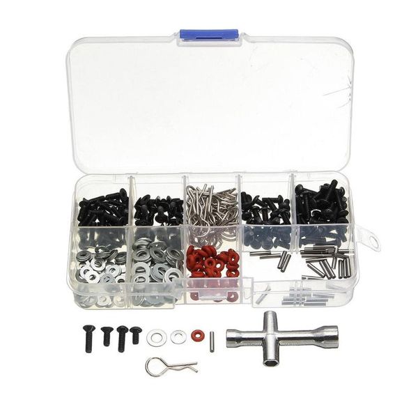 

270pcs плоская головка винты + n3 / 4 шайбы плоской с шестигранным ключом box специального инструмента для ремонта набора для 1/10 hsp rc ав