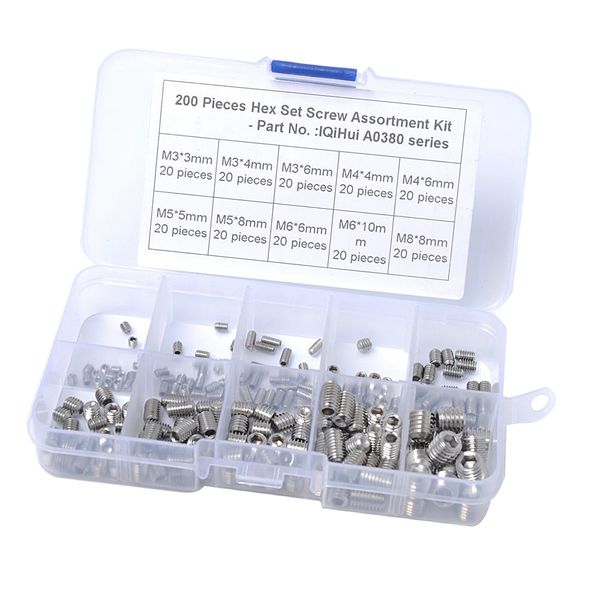 

200 pieces 304 stainless steel hex allen head hexagon socket screws nuts kit