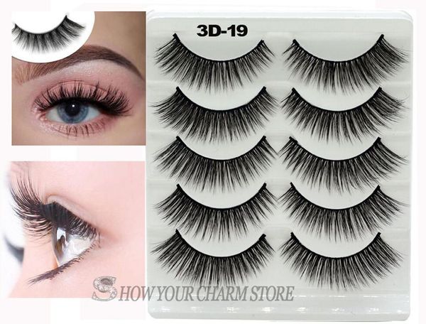 

false eyelashes 5 pairs 10 styles 3d faux mink hair soft fluffy wispy thick lashes handmade eye makeup extension tools