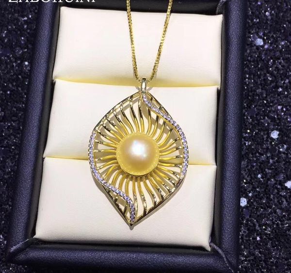 

wholesale 2018 fashion pearl necklace natural freshwater pearl leaf pendant 925 sterling silver for woman pearl jewelry002