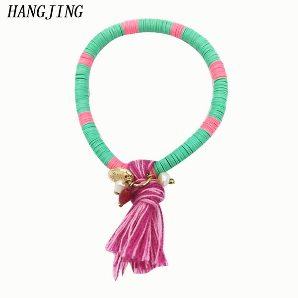 

hangjing1pcs 2020 new green red bohemian style tassel crystal glass beaded child kid baby bracelet friendship gift charm jewelry, Golden;silver