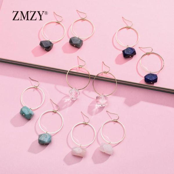 

zmzy fashion round circle big earring exaggerated personality boho irregular large natural stone drop earrings for women jewelry, Silver