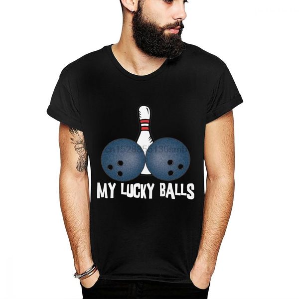 

funny joke my lucky bowling ball t shirt for man 100% cotton t-shirt