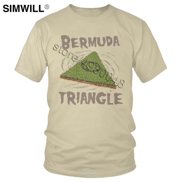 

бермудский треугольник t рубашки для мужчин чистого хлопка дьявол глаз рубашки с короткими рукавами вокруг шеи футболка лето негабаритные ts