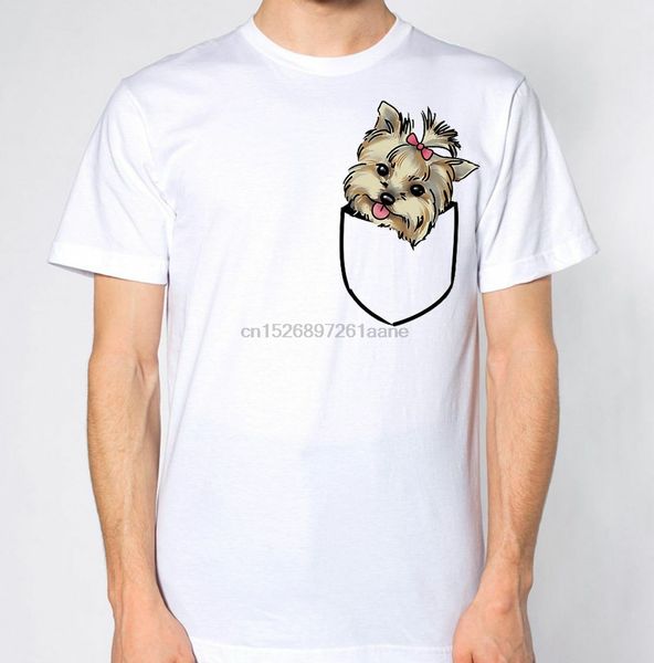 

yorkshire terrier fake pocket t-shirt puppy animal lover cute beautiful dog men women fashion tshirt ing