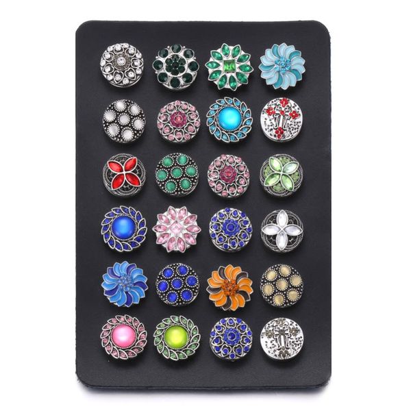 

charm bracelets snap button jewelry black leather display for 24pcs 18mm &12mm buttons soft displays holder, Golden;silver