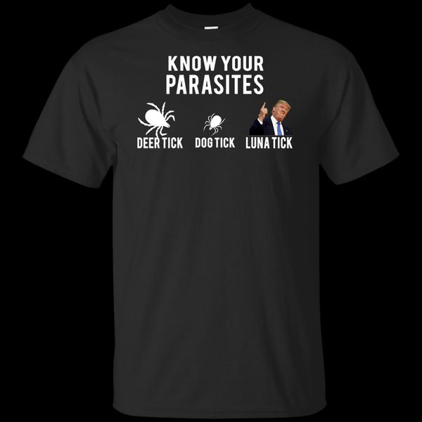 

know your parasites black shirt deer tick dog tick luna tick funny t-shirt