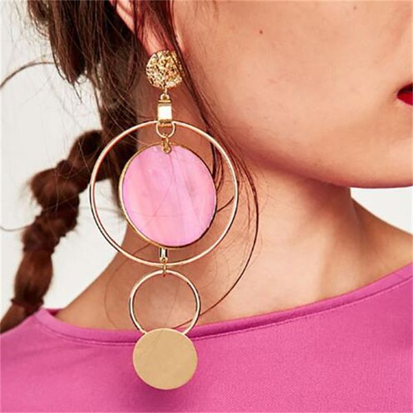 

dangle & chandelier women fashion big earrings long round circle drop trendy jewelry wedding party, Silver