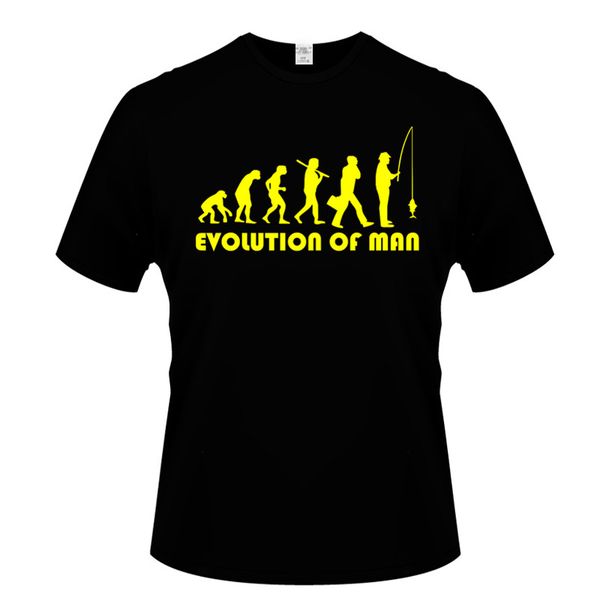 

new fashion short sleeve t-shirt evolution of man fisherman men t shirt o-neck men clothes tee