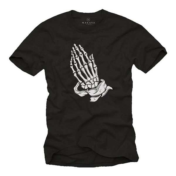 

2019 new summer slim tee shirt praying hands t-shirt for men - skull & bones motorbike gifts