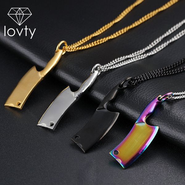 

custom name stainless steel mini blade chef kitchen knife pendant necklace for men women high polished pendants necklaces gifts, Silver