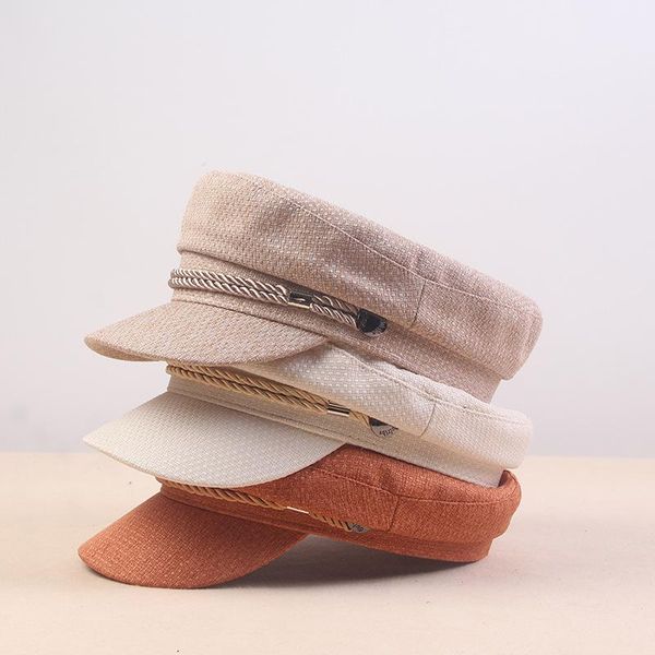 

korean solid color breathable octagonal navy caps for women ladies newsboy flat cap bud hat summer spring and autumn, Blue;gray