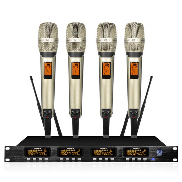 

microphones uhf wireless microphone system four metal handheld stage karaoke party event