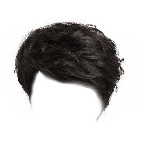 

mens wigs human hair short black wavy wig hairpice toupee heat resistant 22cm