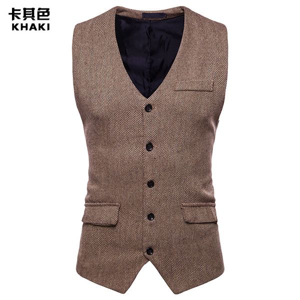 

men's vests style five buttons suit gentlemen casual business sleeveless waistcoat vintage blazers vest for wedding party, Black;white