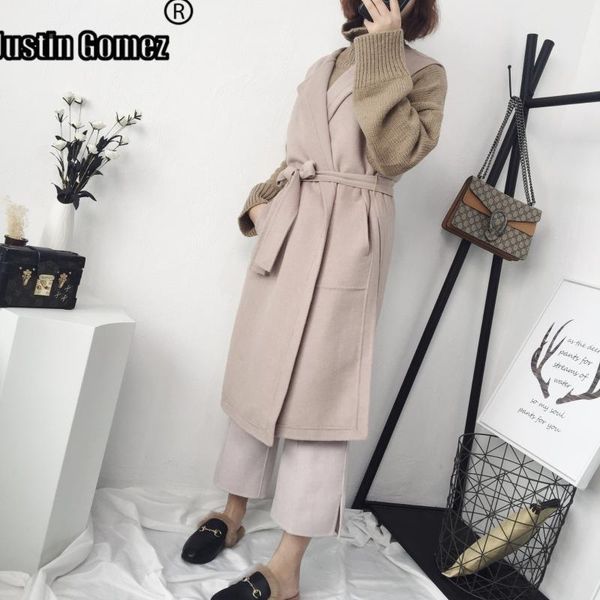 

warm stylish cashmere female vest thicken modern fashionable women's vest with belt sleeveless winter long cardigan, Black;white