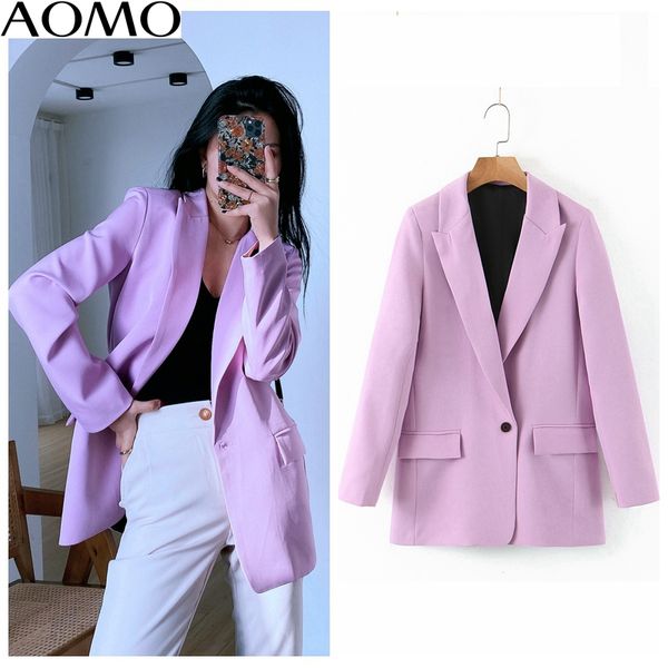 

women's suits & blazers aomo fashion women spring light purple blazer female long sleeve elegant jacket ladies high street sl218a, White;black