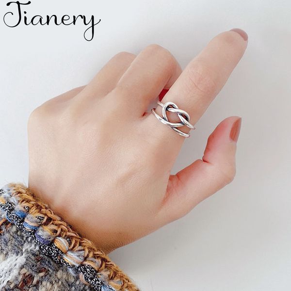 

wedding rings double layer woven love heart female thai silver color ring handmade open for women jewelry, Slivery;golden