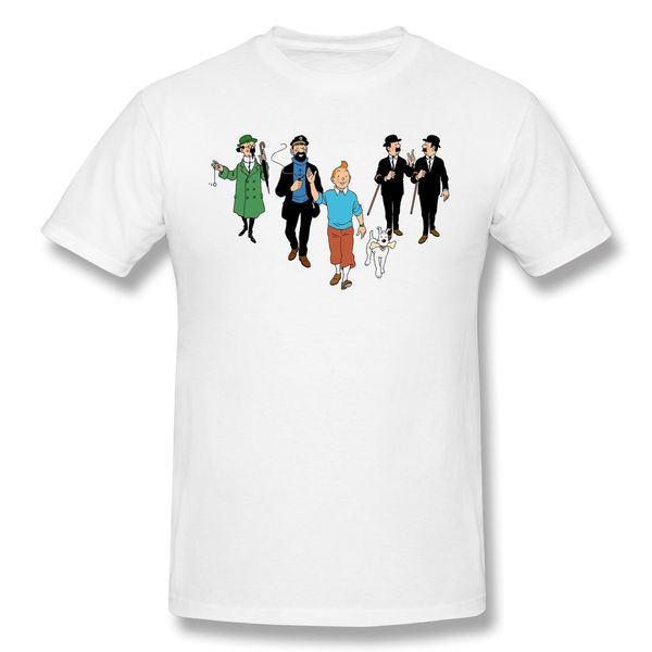 

the adventures of tintin men t-shirts humorous cotton tees detective team t shirts round collar clothing ing