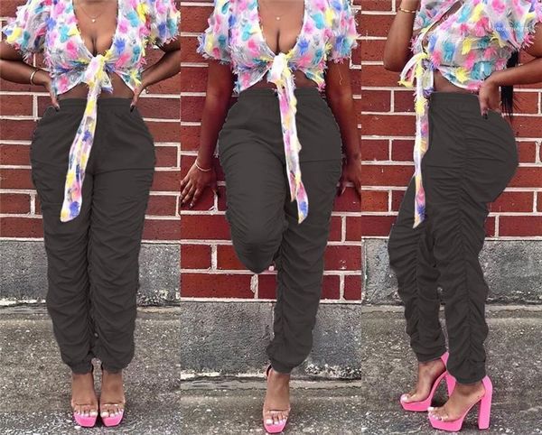 

loose pants spring summer fashion women pants designer womens relaxed stacked pants mid waist elastic waist, Black;white