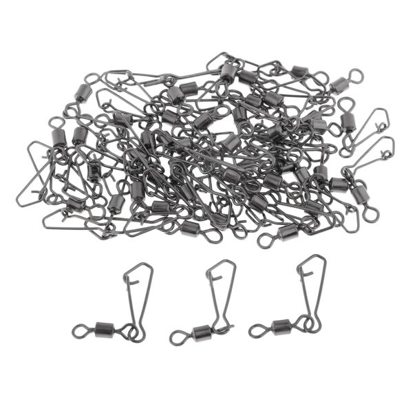 

50шт нержавеющей стали рыбалки шарика подшипника качения вертлюги с крючковатым защелками