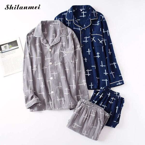 

men cotton pajama set spring autumn pijama mens pajamas cotton sleepwear soft long sleeve pijama hombre plus size nightwear, Black;brown