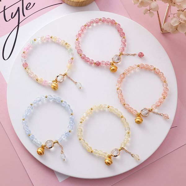 

новые студенты сладкий кристалл бусины малый колокол шарма браслет для девочек руки ювелирные подарки на день рождения моды браслеты браслет, Red;blue