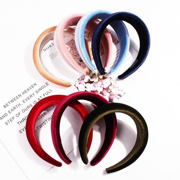 

thick sponge velvet headband for women girls handbans candy color headwear fashion hair bands accessories 17colors, Slivery;white