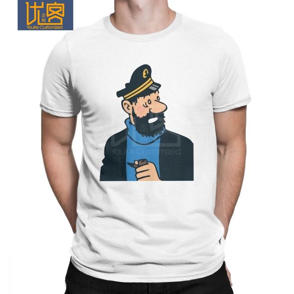 

awesome captain haddock the adventures of tintin t-shirts for men round collar pure cotton t shirts short sleeve tee clothing