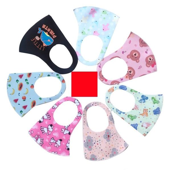 

fashion print mouth masks ice silk foldable type antidust earloop respirator anti spittling splash kid face mascherine durable 1 5nq e19