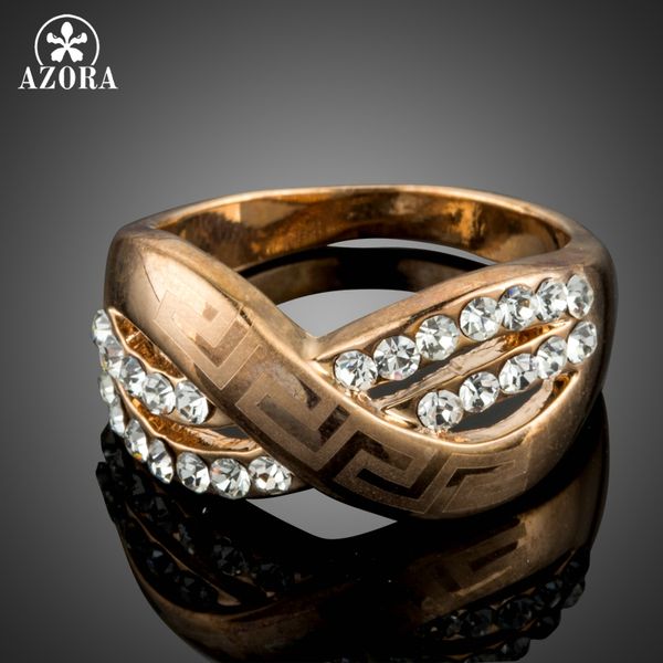

cluster rings azora z letter pattern clear austrian rhinestone for women rose gold color wide wedding party jewelry tr0198, Golden;silver