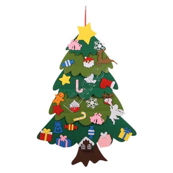 

christmas diy felt 3d christmas tree decorations kids gifts toys new year's door wall hanging with detachable accessories ornaments d91, Blue