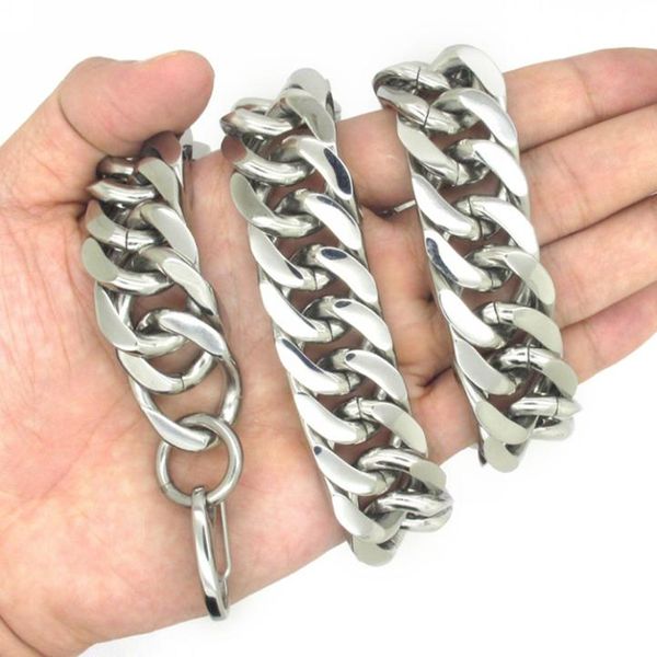 

10/12/15/17/19mm various sizes waterproof stainless steel silver color cuban curb chain necklace or bracelet mens jewelry 7-40