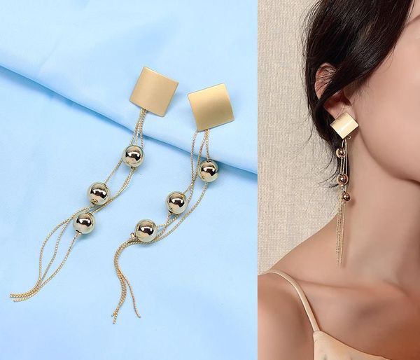 

dangle & chandelier bohemian earings fashion jewelry multi-layer chain tassel square geometry long drop earrings 2021 statement for women, Silver