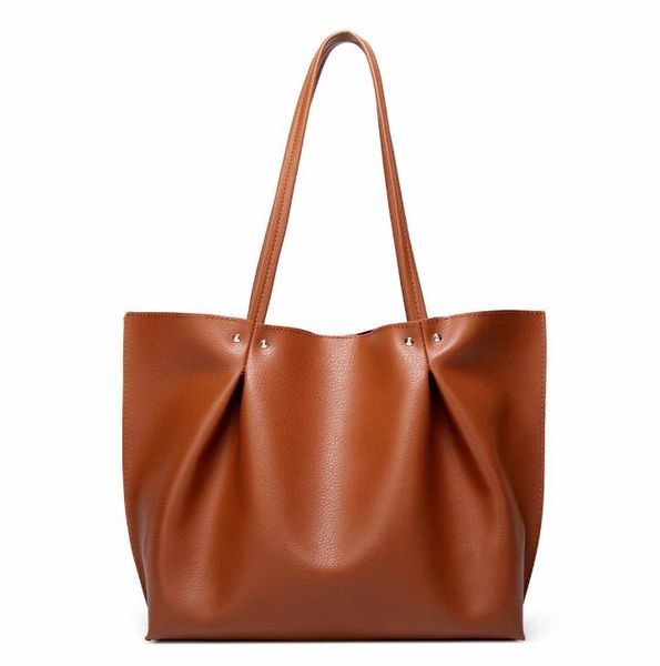 

2020 new solid color women's bag large capacity one shoulder tote bag fashion simple handbag