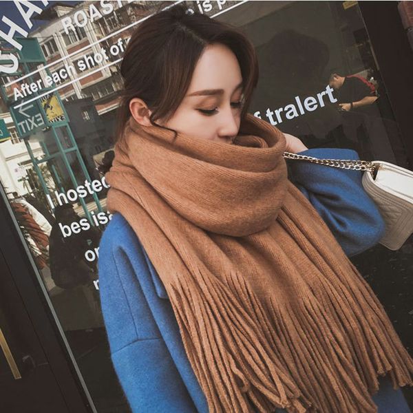

luxuryÂ winter thick cashmere scarf women warm tassel soft shawl blanket wraps fashion femme foulard designer, Blue;gray