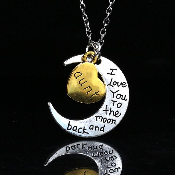 

new moon love letters family necklace lettering fashion trend women children dad mom love gift jewellery, Silver